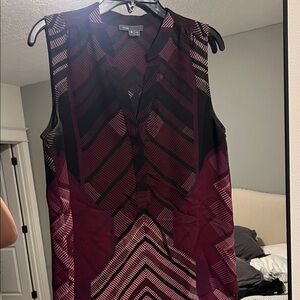 Vince Black and Purple Sleeveless Blouse